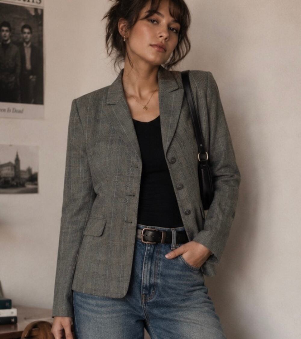 New Tahari Arthur S. Levine Gray Plaid Blazer plus 18 tailored Career Jacket